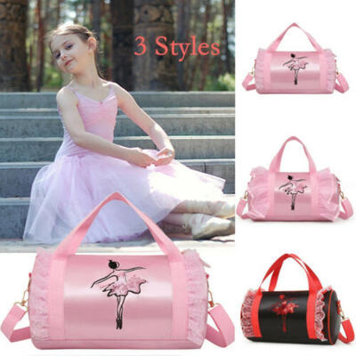 

Girls Kids Ballet Dance Gym Travel Bag Handbag Tote Shoulder Bowknot Embroidered