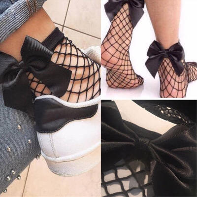 

Fashion Women Ruffle Fishnet Ankle Socks Bow Mesh Lace Fish Net Short Sock Newly