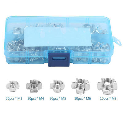 

Greensen 80pcs Carbon Steel T Nut Four-Pronged M34568 Tee Nuts Kits For Woodworking Furniture
