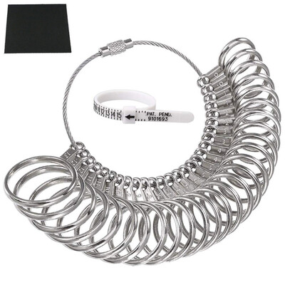 

〖Follure〗Jewelry Ring Sizers Gauge Tool Ring Stainless Ring On Finger Measuring Ring Tool Rings Set Size