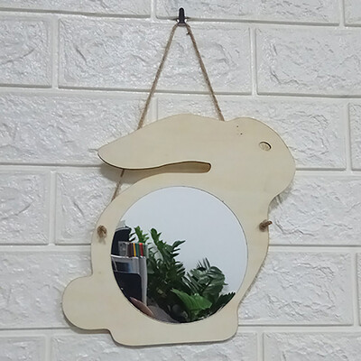 

〖Follure〗Nordic Wood Acrylic Mirror Cartoon Wall Camera Props Kids Room Wall Decoration A