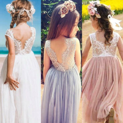 

Toddler Kids Baby Girl Flower Dress Lace Tulle Party Bridesmaid Pageant Dresses