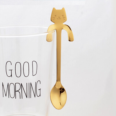 

Fashion Piece Cute Cat Spoon Long Handle Spoons Flatware Drinking Tools Kitchen