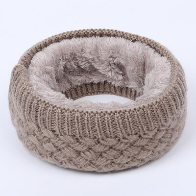 

New Fashion 6 Colors Autumn Winter Warm Unisex Scarves Ring Solid Color Wool Knit Plus Velvet Thick Collar Scarf