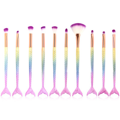 

10pcs Fish Tail Foundation Powder Eyeshadow Eyeliner Makeup Blending Brush