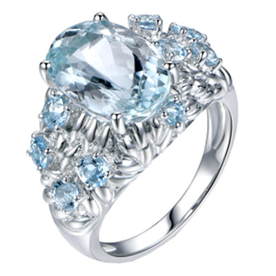 

Jewelry Sapphire White Topaz 925 Sterling Silver Engagement Wedding Ring Size 6-10