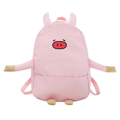 

Women Canvas Lovely Cartoon Pig Shape Backpack Casual School Bag