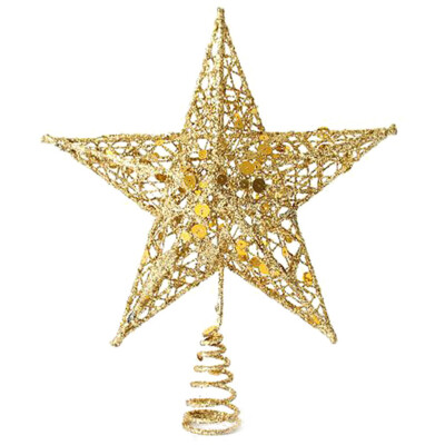 

Glitter Rose Gold Silver Star Christmas Tree Topper Decoration Ornament Xmas New