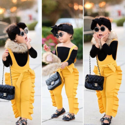 

Kid Baby Lovely Girl Summer Ruffle Sleeveless Romper Overalls Long Pants Clothes