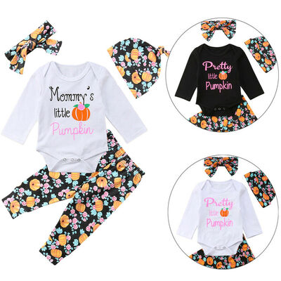 

Newborn Infant Kid Baby Boy Girl Pumpkin Romper Jumpsuit Clothes 4PCS Outfits