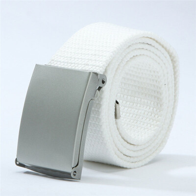 

2019 New Fashion Men Women General belts Canvas Unisex Candy Color belt Solid Buckle Military belts For Jeans Cowboy Pants 110cm