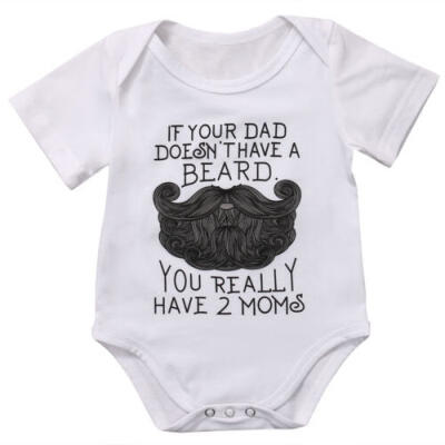 

Newborn Baby Boy Girl Beared Print Romper Bodysuit Jumpsuit Clothes Outfit 0-18M