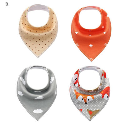 

4pcsset 100 Cotton Drool Bibs 1-4 Years Baby Bibs Triangle Double Layers Cotton Cartoon Character Animal Pattern Bibs Towels