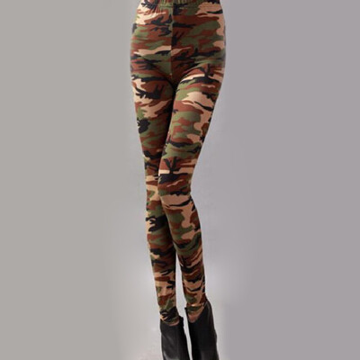 

Womens Leggings Camouflage Printed Stretch Casual Pencil Skinny Pants Trousers