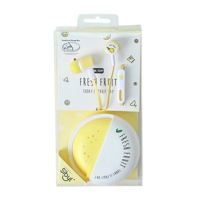 

Cute Cat Pattern Earphone Fashion Novel Fruit Pattern Storage Box Headphones Beautiful Universal Practical Earphones