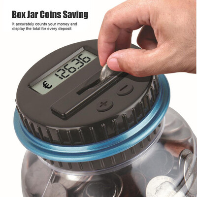 

Siaonvr Clear Digital Piggy Bank Coin Savings Counter LCD Counting Money Jar Change Gift