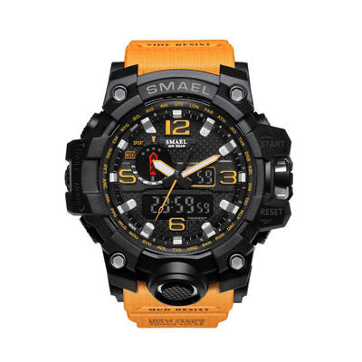 

Multi Function Dual Display Sport Electronic Wristwatch Waterproof Watch With Resin Band For Men