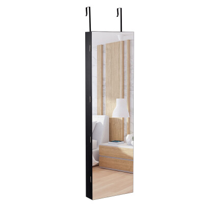 

Wall And Door Mounted Mirrored Jewelry Cabinet With Lights-Black