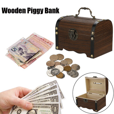 

Gobestart Wooden Bank Safe Money Box Savings With Lock Wood Carving Handmade