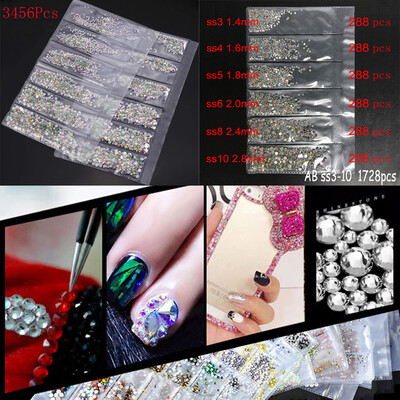 

Toponeto Fashion Nail Art Rhinestones Glitter Diamonds Tips Mixed 3D Tips DIY Decoration