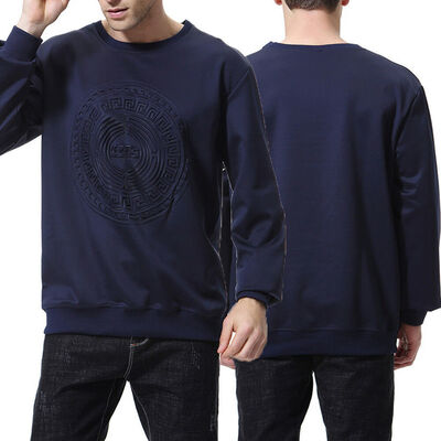 

Men Plain Crew Neck Long Sleeve Basic Hoodie Tee Top Black White Navy Blue -2XL