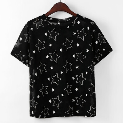 

Starmoon Womens Sexy Perspective Five-pointed Star T-shirt Top