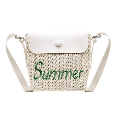 

Letter Embroidery Woven Shoulder Packs Leather Women Small Crossbody Bags