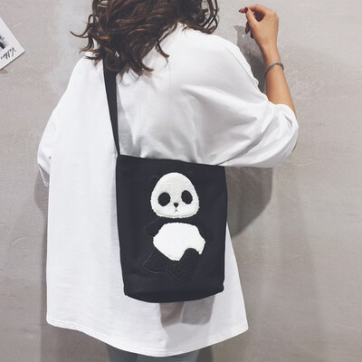 

Cute bag female 2019 new small fresh Sen girl shoulder messenger bag cartoon canvas bag panda bag cute