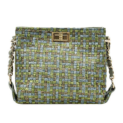 

Cotton Rope Crossbody Bag Women Woven Packs Plaid Bucket Shoulder Bags