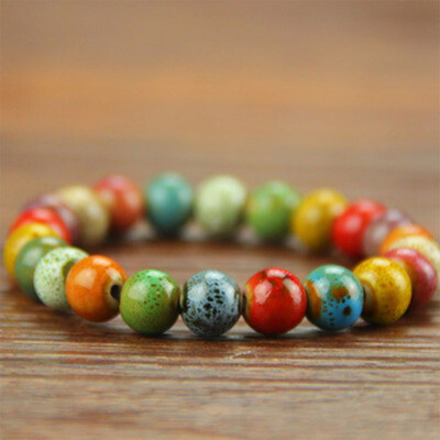 

Heart Shaped Vintage Beads Lady Bracelet Bohemia Ceramic Stone Charm Women Bangles Fashion Yoga Gift