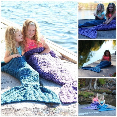 

Super Soft Crocheted Mermaid Tail Blanket Knitting kids Girls Sofa Sleeping Bag