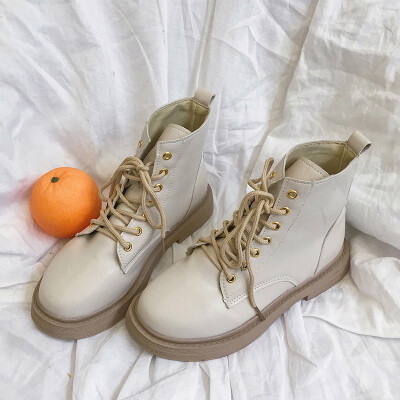 

2018 New Autumn ins White Martins Female English Students Korean version of Joker Short Barrel Spring&Autumn Boots Female