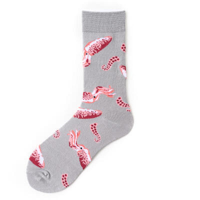 

Unisex Cotton Crew Socks Fashionable Cute Soft Breathable Seafood Printed Socks For Men Women Sized 37-45