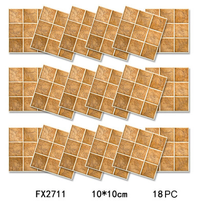 

〖Follure〗18PCS 3D Self-adhesive Wall Stickers Simulation European Geometric Tile Stickers
