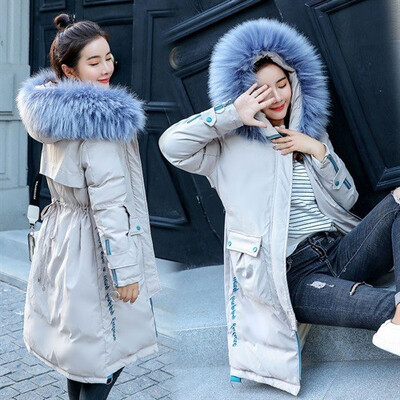 

Winter 2018 winter coat for women han style alphabet warm wool collar casual straight down jacket