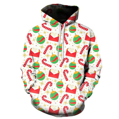 

Toponeto Mens Happy Christmas 3D Printed Long Sleeve Shirt Round Neck Blouse Top Hoodies