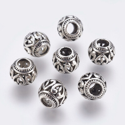 

Tibetan Style Alloy European Beads Rondelle Antique Silver 11x95mm Hole 45mm