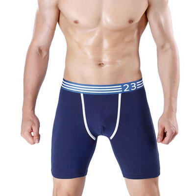 

Mens Long Leg Boxer Briefs U-shaped Front Cotton Performance Underwear