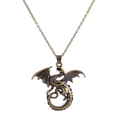 

New Luminous Necklace Vintage Luminous Dragon Zinc Alloy Drop Oil Mens Pendant