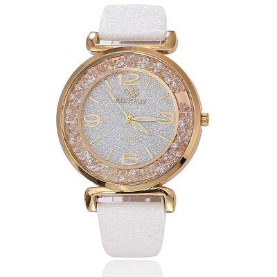 

Matte textured belt digital watch ladies sand filled with diamonds