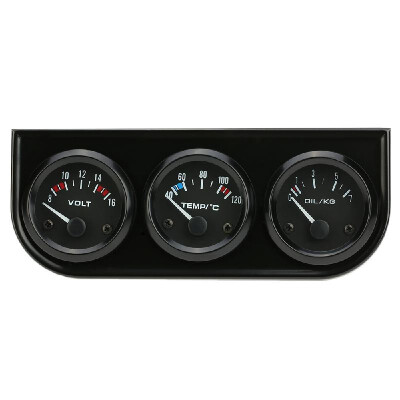 

52mm Electronic Triple Gauge Kit Oil Pressure Water Temperature Gauge Voltmeter 3 in 1 Car Motorcycle Meter