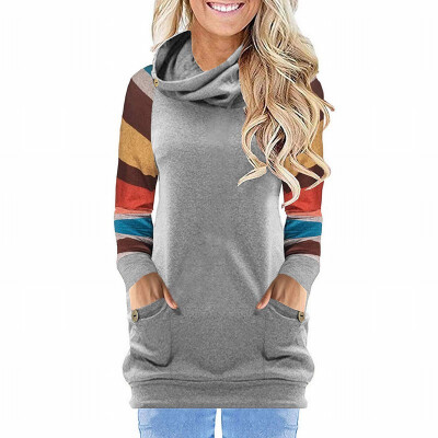 

womens sweatshirt collar long-sleeved slim striped sweatshirt