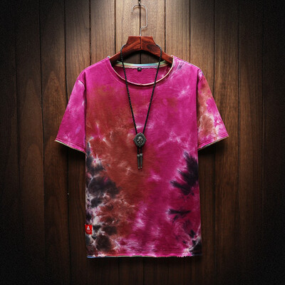 

Toponeto Mens Summer New Style Fashion Printed Tie-Dyed Short Sleeves Comfortable Top