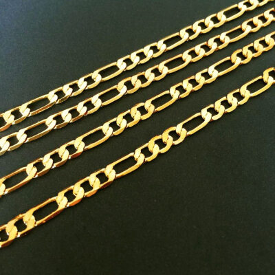 

Solid Yellow Gold Long Filled Necklace Chain Men\Womens Necklace 45Mm Wide