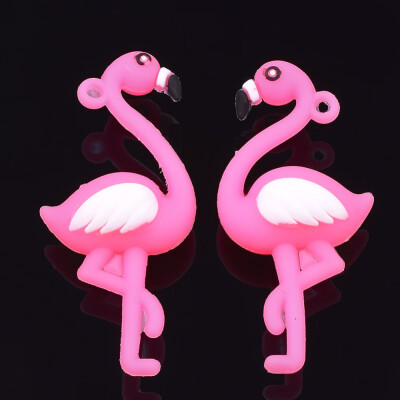 

Silicone Big Pendants Flamingo Shape HotPink 57x27x16mm Hole 2mm