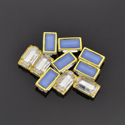 

Sew on Taiwan Acrylic Garment Accessories RectangleCornflowerBlueGolden18x8x6mm Hole 1mm