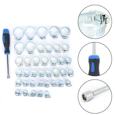 

Greensen 40Pcs Carbon Steel Galvanized Hose Clamp Set Water Tube Pipe Clip Kit Accessories