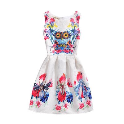 

Children Girls Princess Dress Sleeveless Kids Dresses For Girls Printed Casual Children Clothing Vestido Infantil New 8-13Y