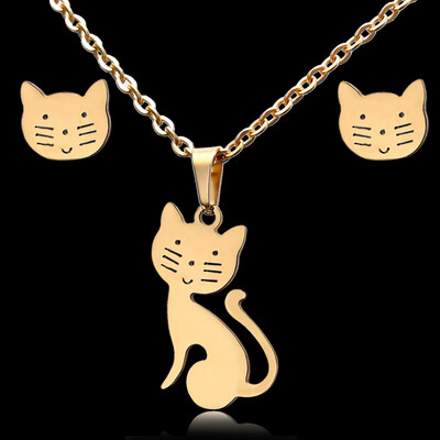 

Charms Jewelry Set Animal Horse Dragonfly Wedding Jewelry Set Women Gold-Color Jewelry Stainless Steel Necklace Stud Earrings