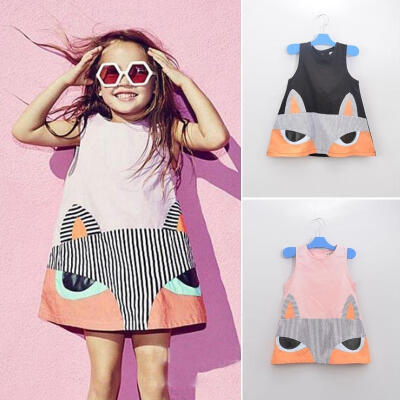 

2-7Y Lovely Kids Baby Girls Sleeveless Party Dress Vest Skirt Toddler Clothes